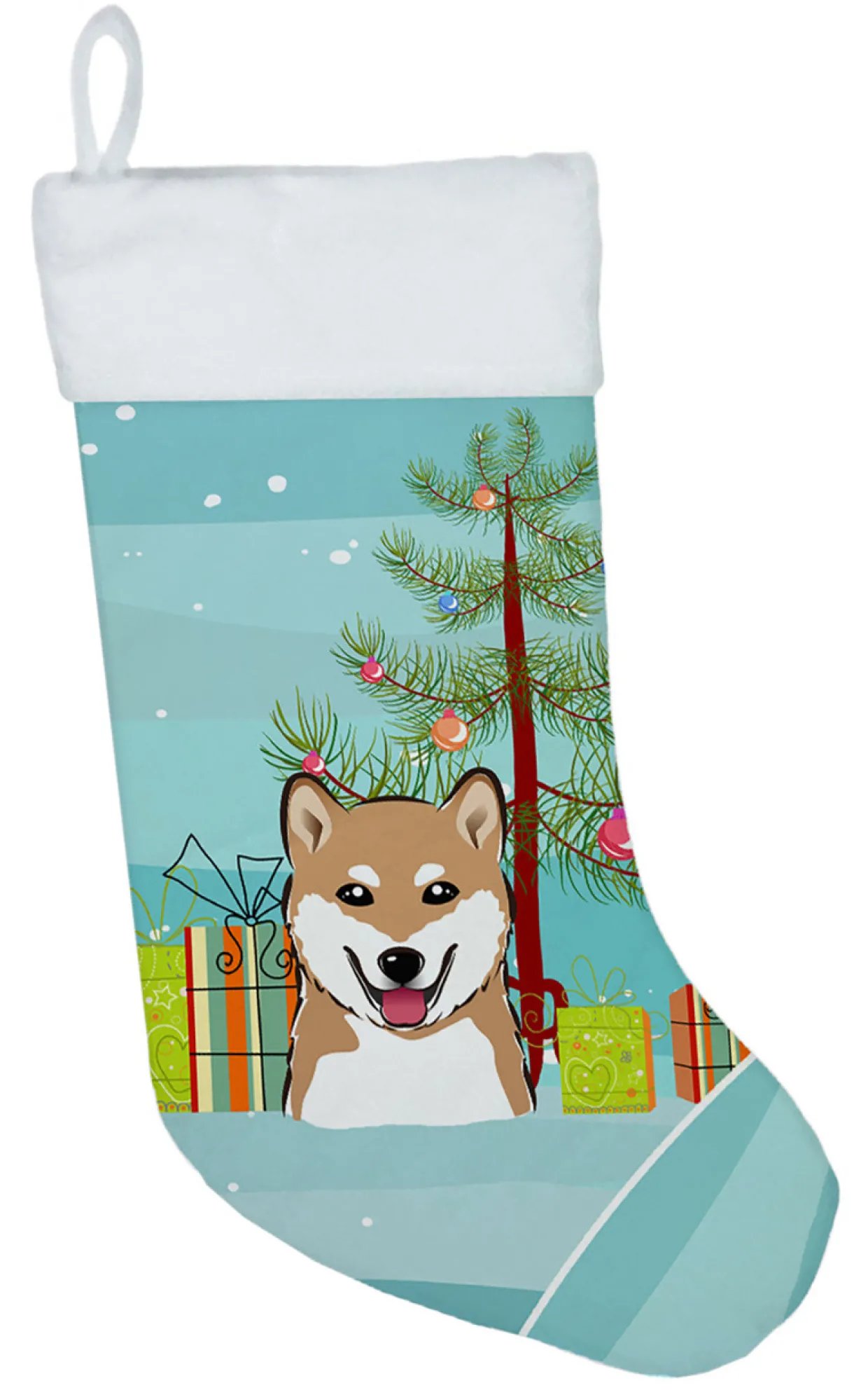 Christmas Tree and Shiba Inu Christmas Stocking BB1597CS