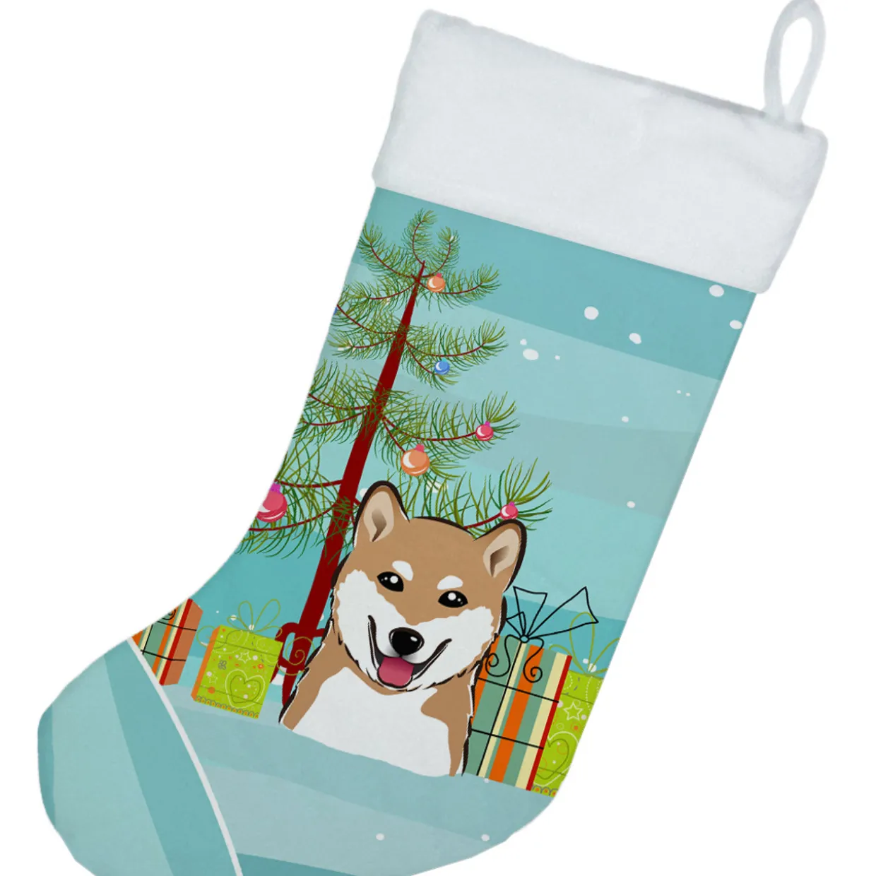 Christmas Tree and Shiba Inu Christmas Stocking BB1597CS