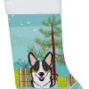 Christmas Tree and Tricolor Corgi Christmas Stocking BB1627CS