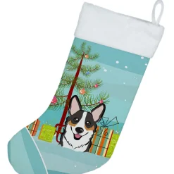 Christmas Tree and Tricolor Corgi Christmas Stocking BB1627CS
