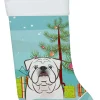 Christmas Tree and White English Bulldog Christmas Stocking BB1592CS