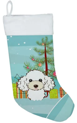 Christmas Tree and White Poodle Christmas Stocking BB1629CS