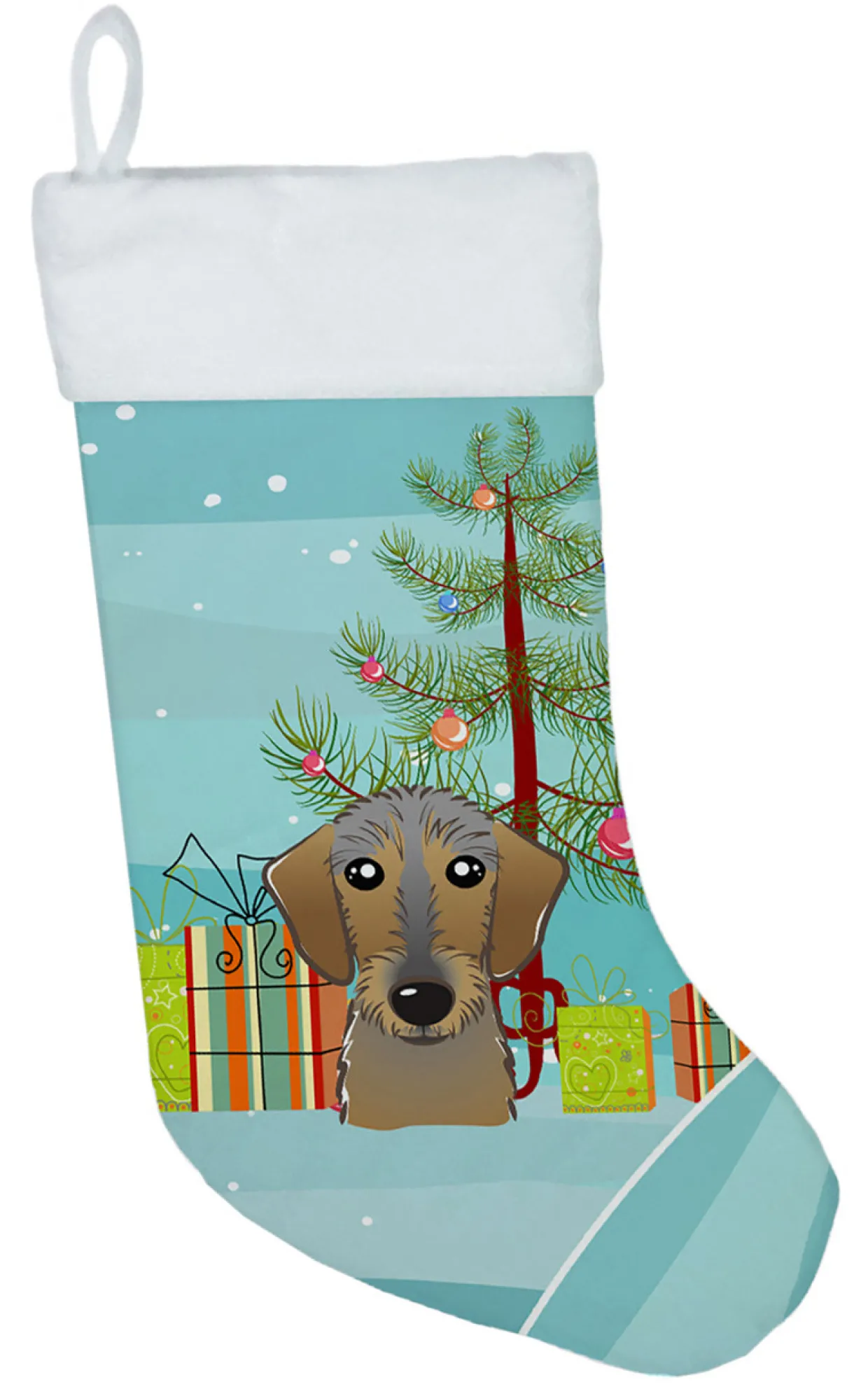 Christmas Tree and Wirehaired Dachshund Christmas Stocking BB1605CS