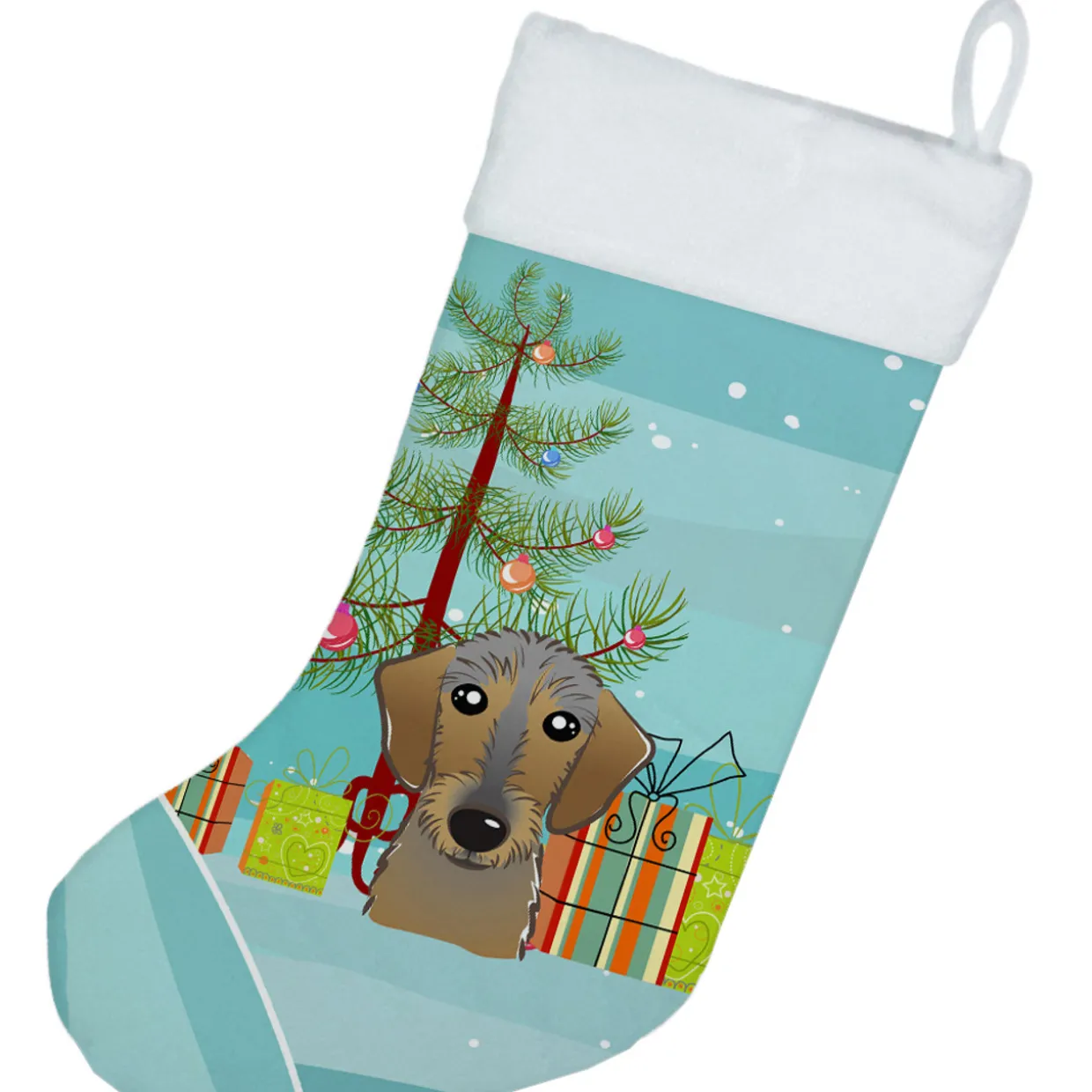 Christmas Tree and Wirehaired Dachshund Christmas Stocking BB1605CS