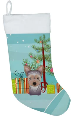 Christmas Tree and Yorkie Puppy Christmas Stocking BB1604CS