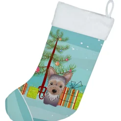 Christmas Tree and Yorkie Puppy Christmas Stocking BB1604CS