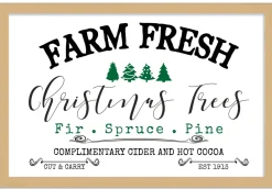 Christmas Tree Farm Fresh 28.5" x 41.5" Framed Christmas Wall Decor Art Print Sign Poster in a Natural Wooden Frame with UV Acrylic and Hangers