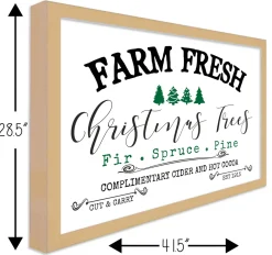 Christmas Tree Farm Fresh 28.5" x 41.5" Framed Christmas Wall Decor Art Print Sign Poster in a Natural Wooden Frame with UV Acrylic and Hangers