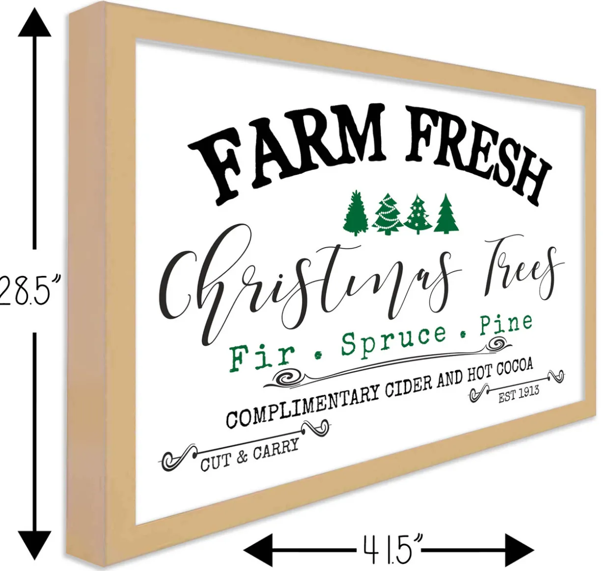 Christmas Tree Farm Fresh 28.5" x 41.5" Framed Christmas Wall Decor Art Print Sign Poster in a Natural Wooden Frame with UV Acrylic and Hangers