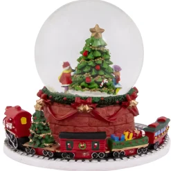 Christmas Tree with Revolving Train Musical Snow Globe - 6.5