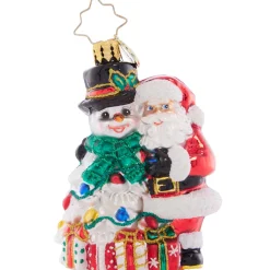 Christopher Radko A Frosty Duo Gem Glass Christmas Ornament 1021403