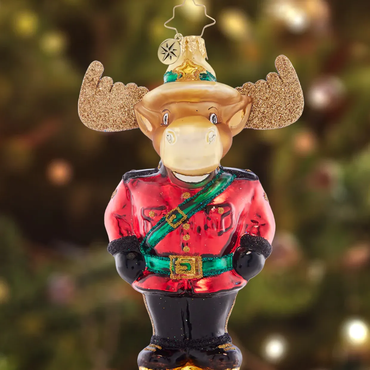 Christopher Radko Mountie Bruce Moose Glass Christmas Ornament 1021494