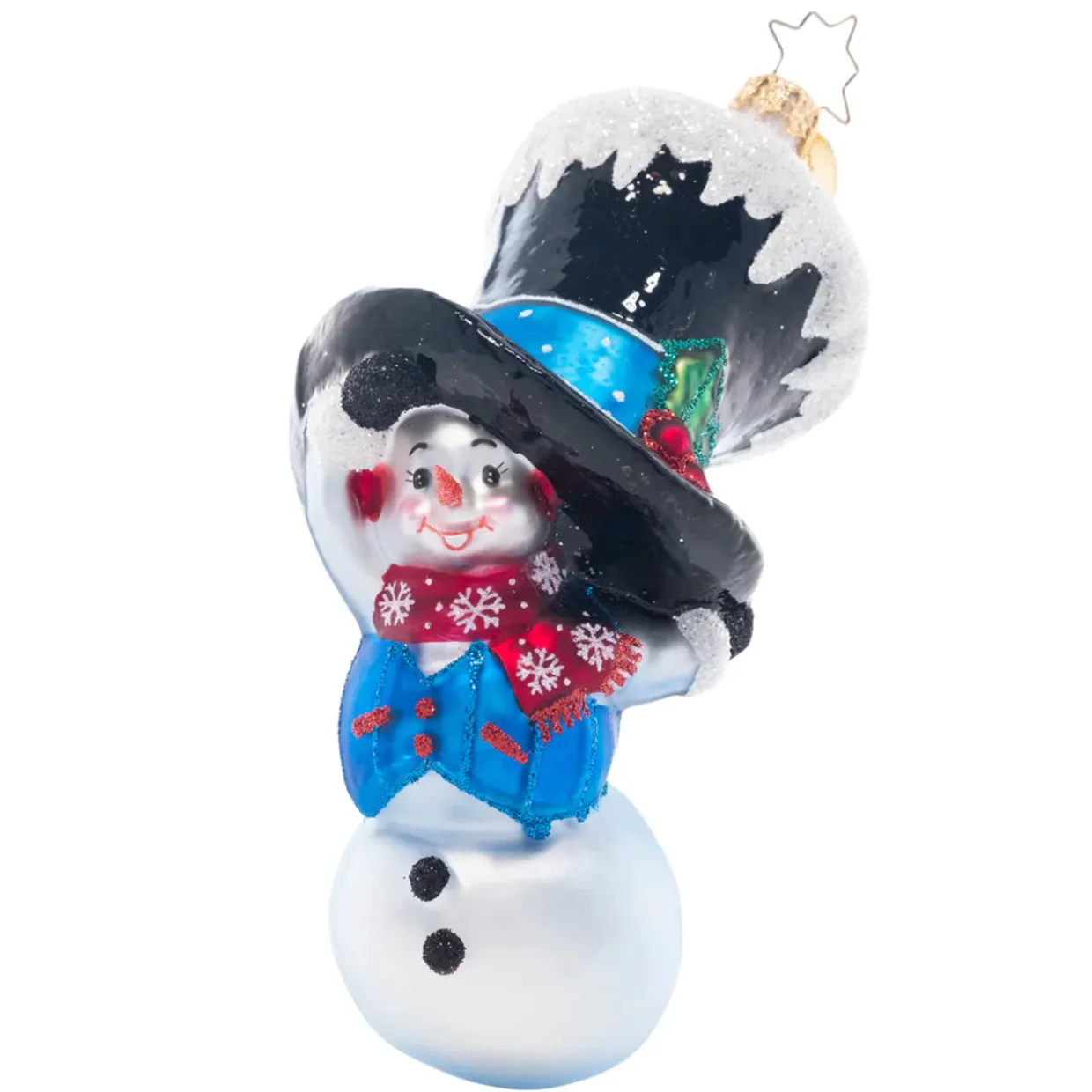 Christopher Radko Peek-A-Boo Snowman Glass Christmas Ornament 1021508