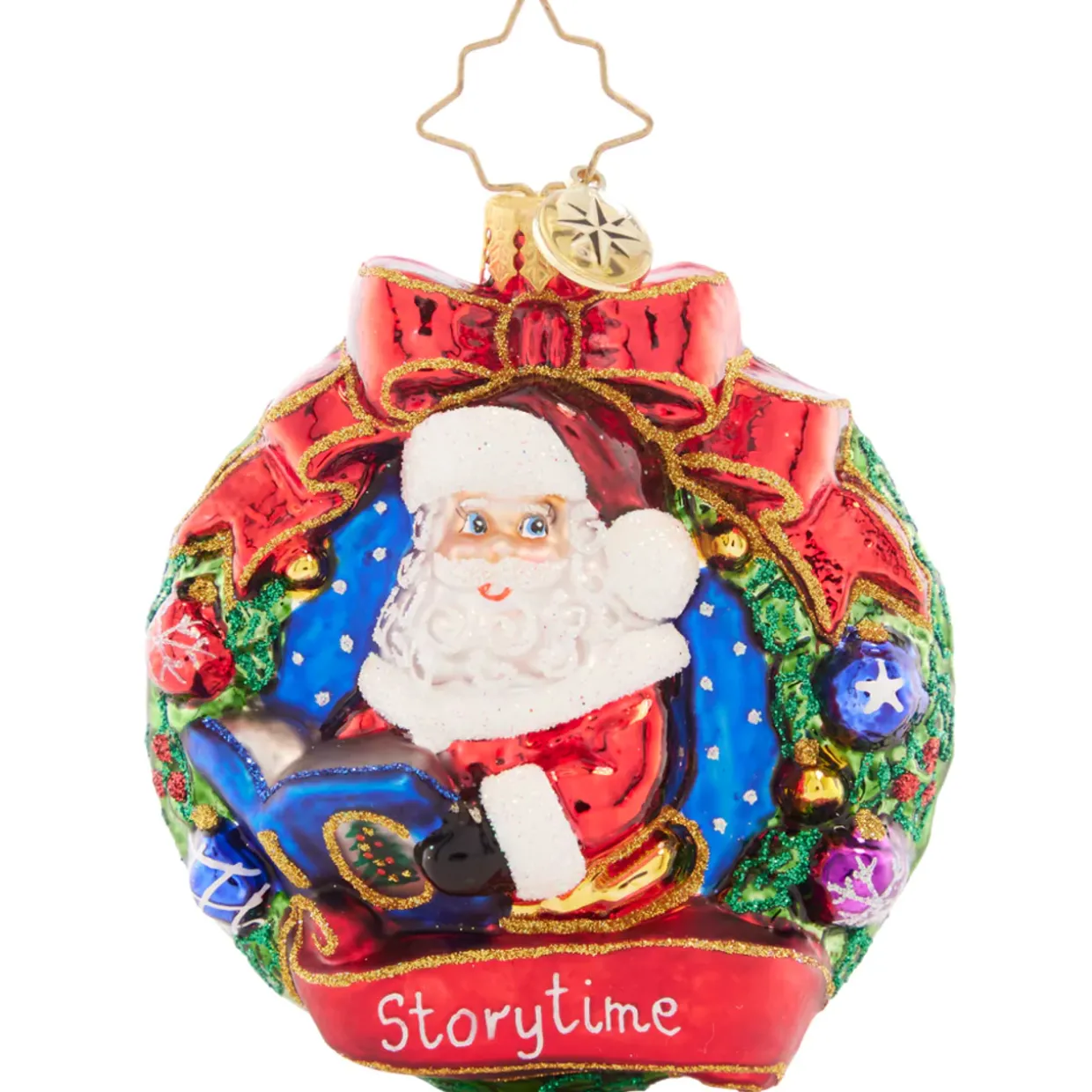 Christopher Radko Santa's Story Time Gem Glass Christmas Ornament 1021438