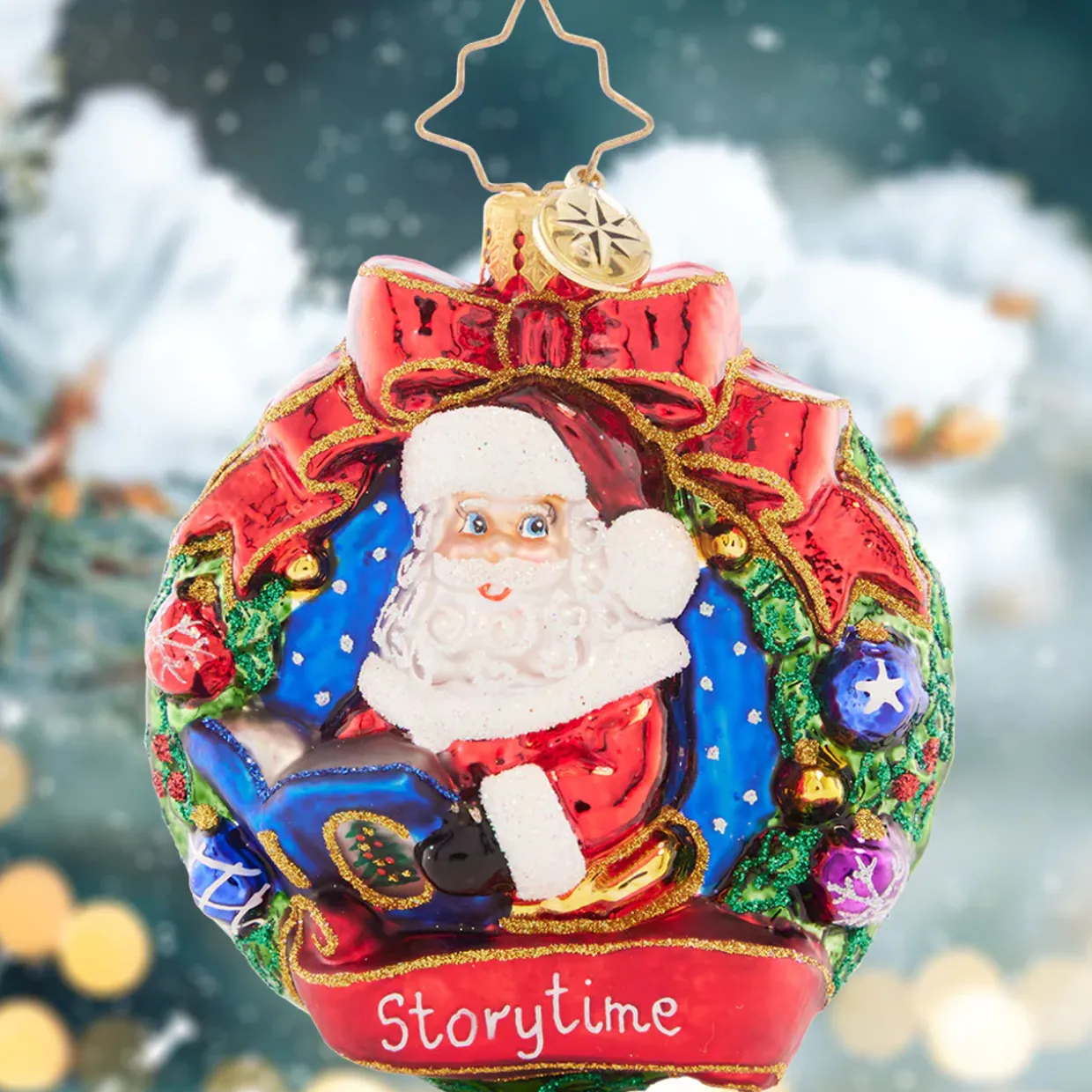 Christopher Radko Santa's Story Time Gem Glass Christmas Ornament 1021438