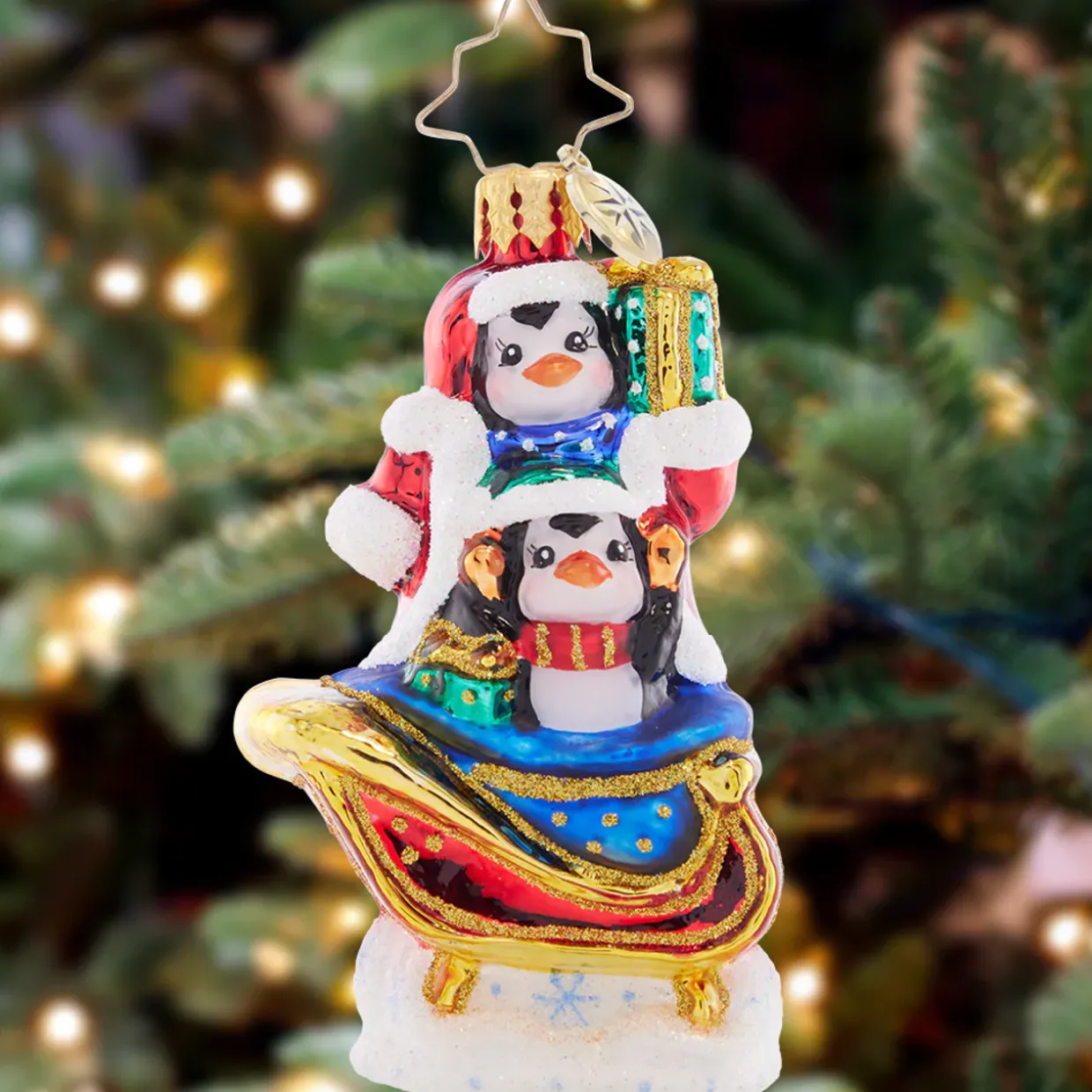 Christopher Radko Silliest Sleigh Ride Gem Glass Christmas Ornament 1021405