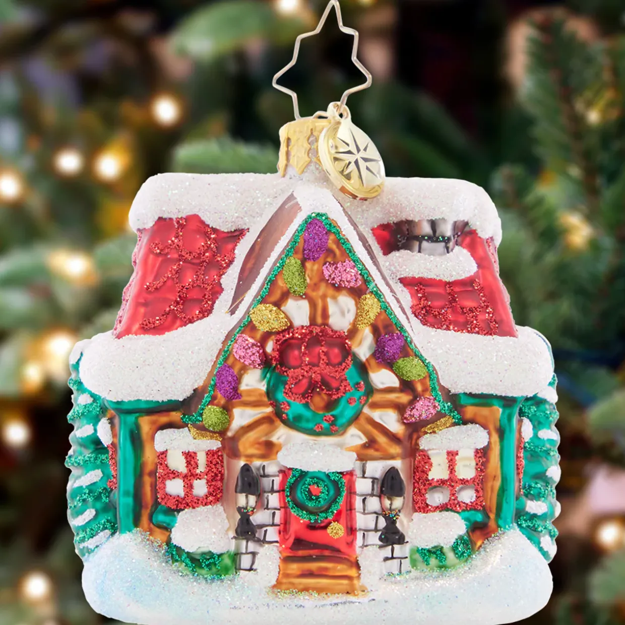 Christopher Radko The Coziest Cottage Gem Glass Christmas Ornament 1021425