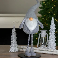 Chubby Adjustable Height Smirking Gnome - 42" - Gray and White