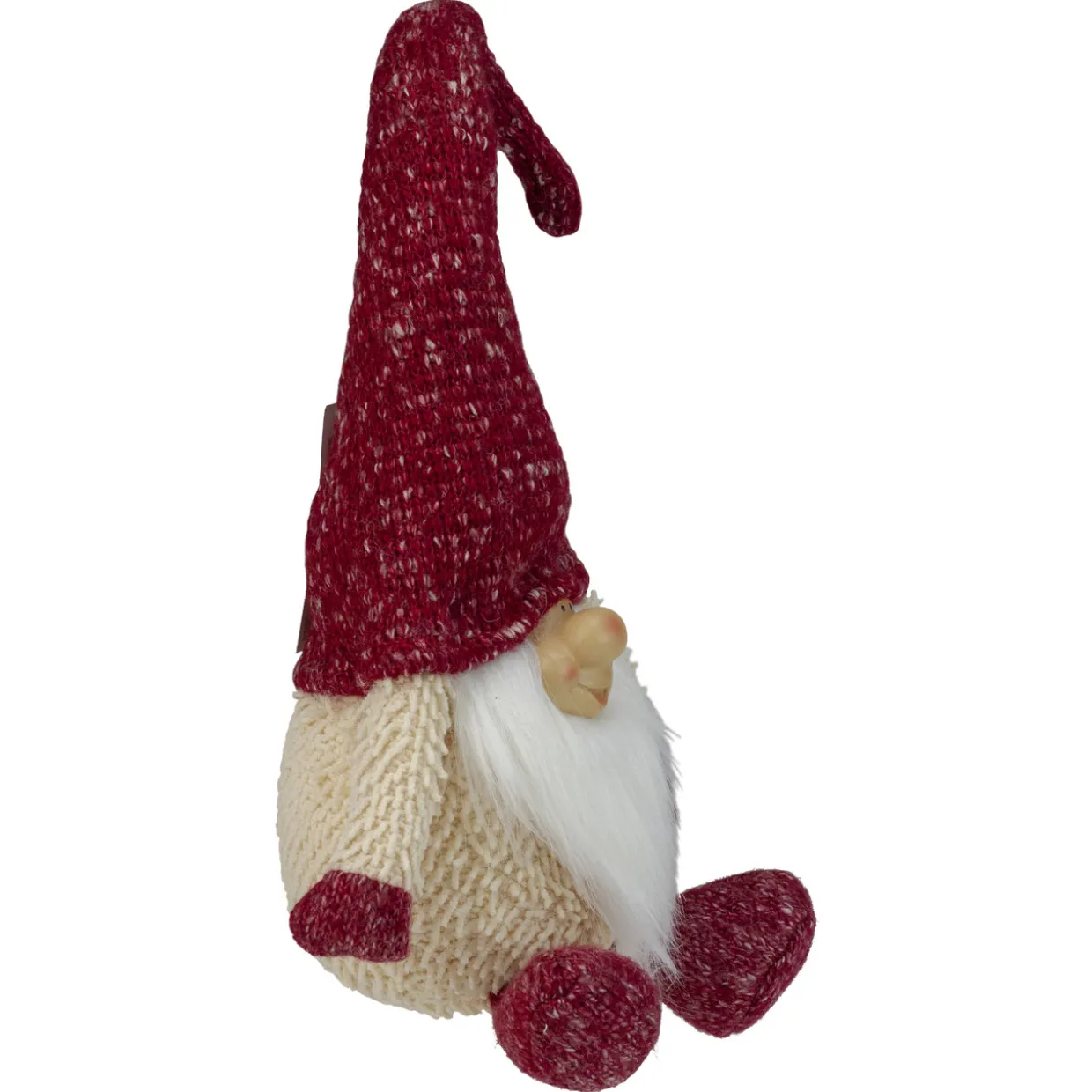 Chubby Smiling Gnome Plush Christmas Figure - 17" - Ivory and Red