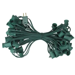 Commercial C9 Christmas Light Socket Set - 50' - Green - 12" Spacing