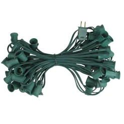 Commercial C9 Christmas Light Socket Set - 50' - Green - 12" Spacing