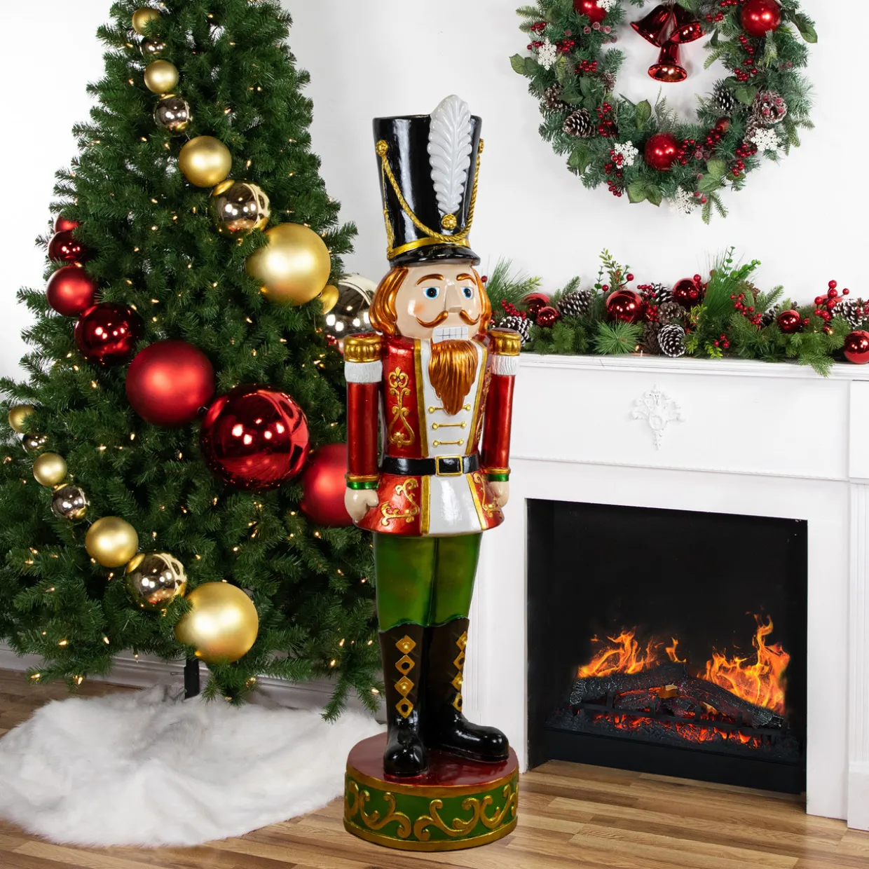 Commercial Christmas Nutcracker Soldier with Decorative Base - 5.25' - Red and Green