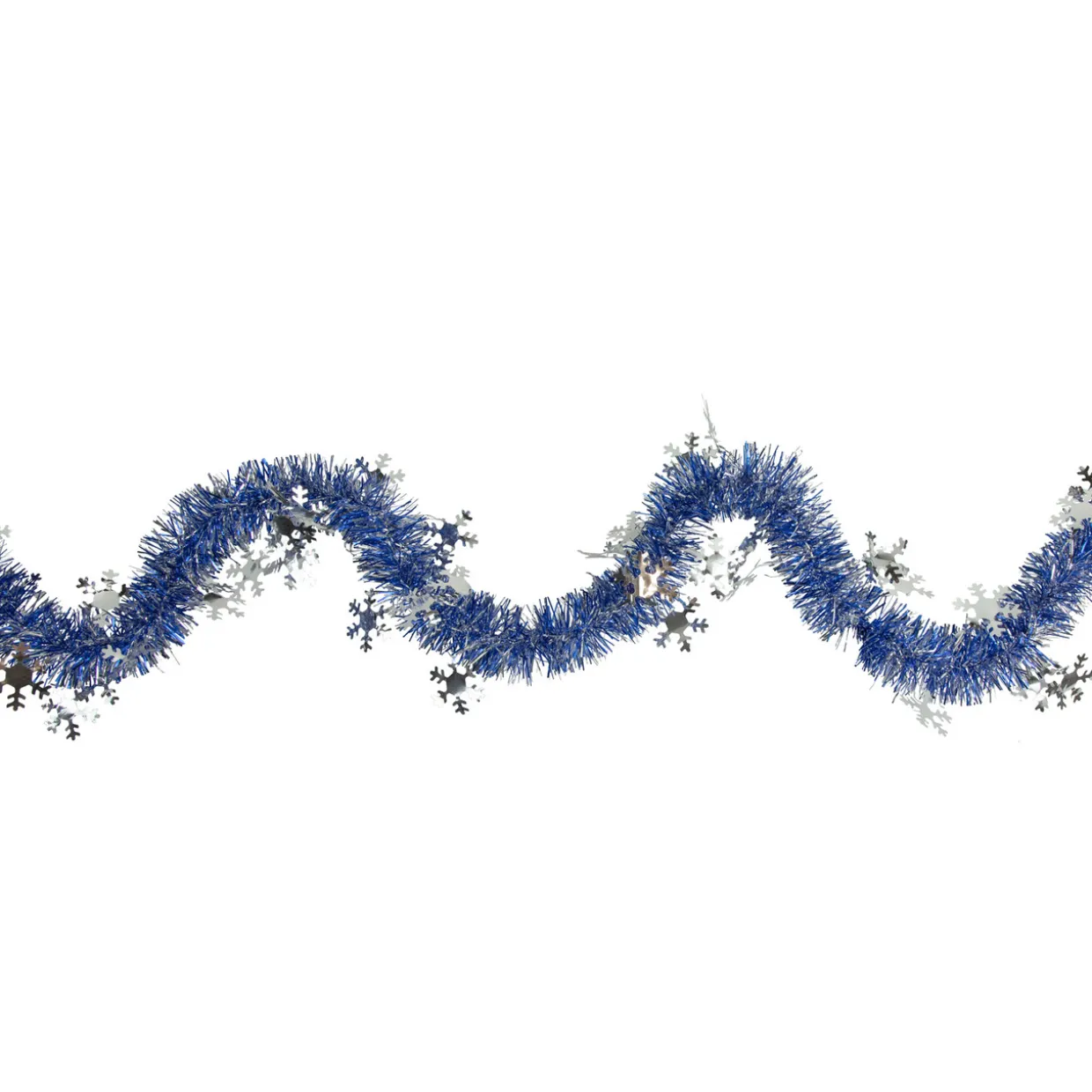 Commercial Christmas Tinsel Snowflake Garland - 50' x 2" - Royal Blue and Silver - Unlit