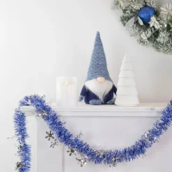 Commercial Christmas Tinsel Snowflake Garland - 50' x 2" - Royal Blue and Silver - Unlit