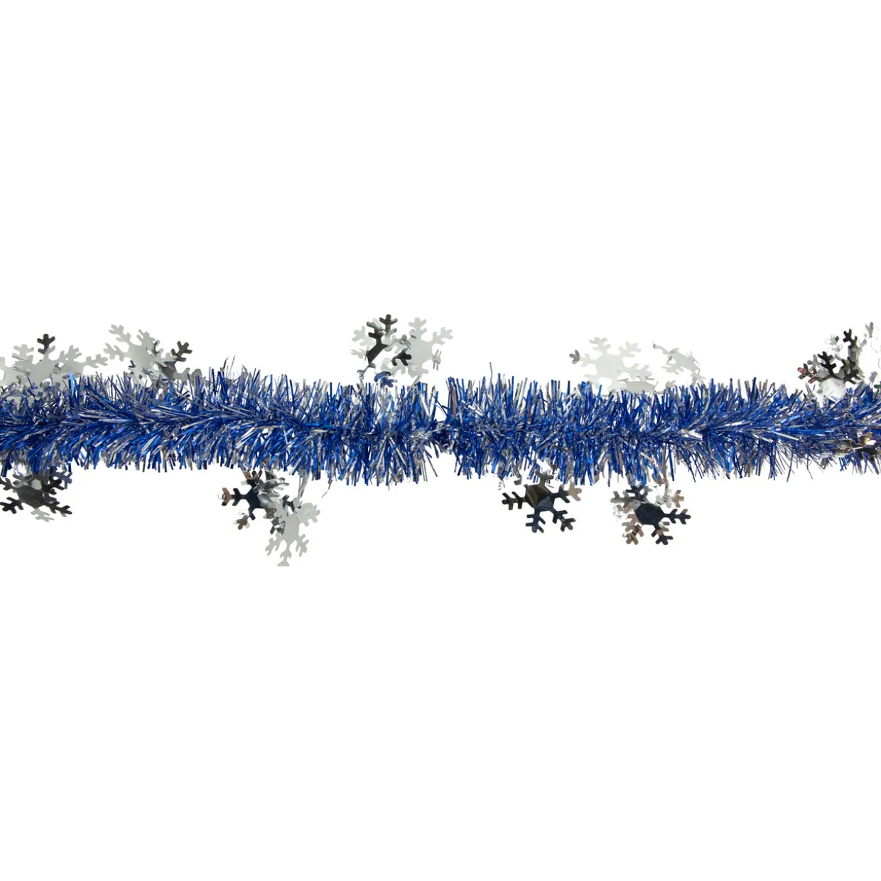 Commercial Christmas Tinsel Snowflake Garland - 50' x 2" - Royal Blue and Silver - Unlit