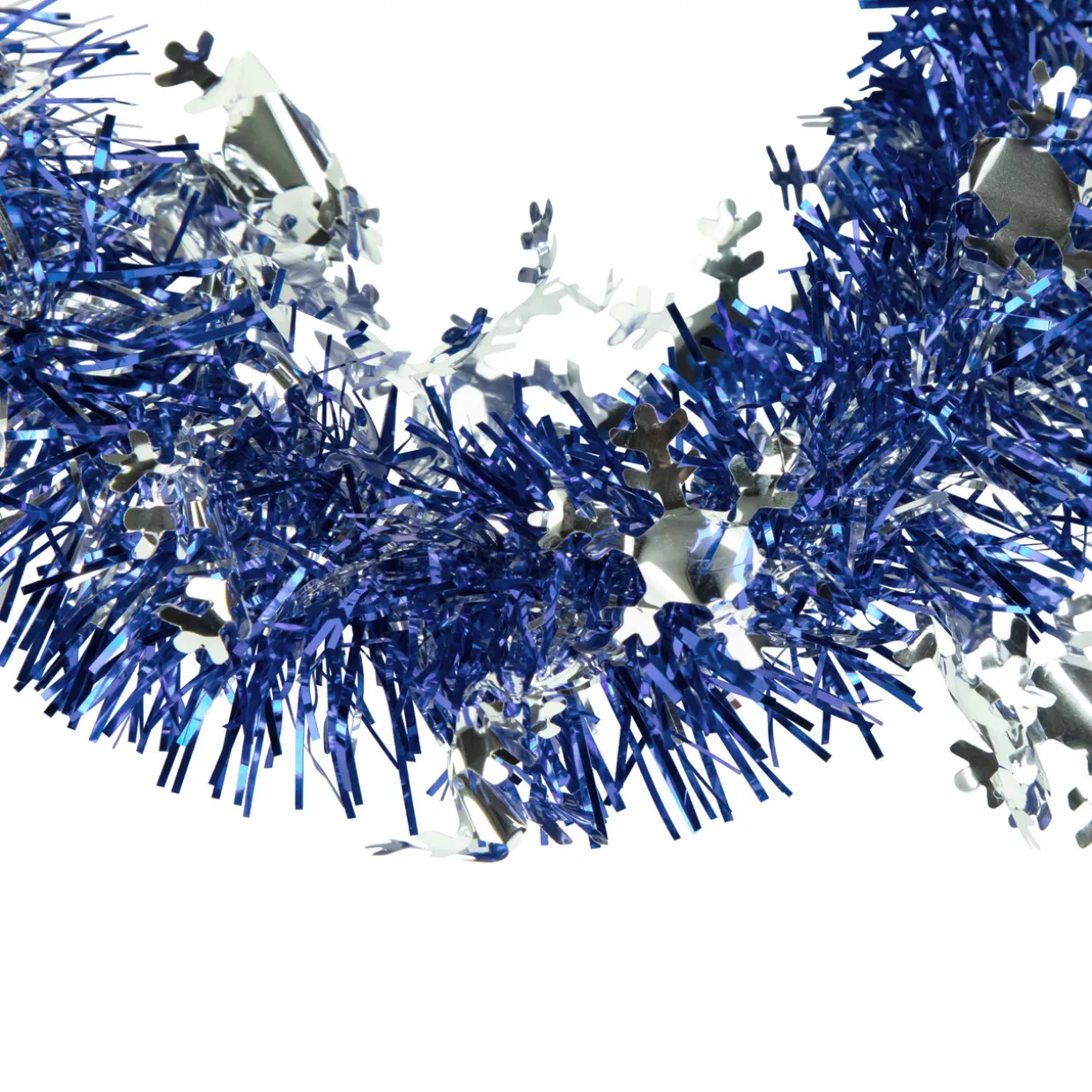 Commercial Christmas Tinsel Snowflake Garland - 50' x 2" - Royal Blue and Silver - Unlit