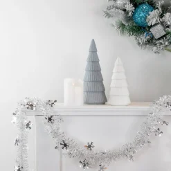 Commercial Christmas Tinsel Snowflake Garland - 50' x 2" - White and Silver - Unlit