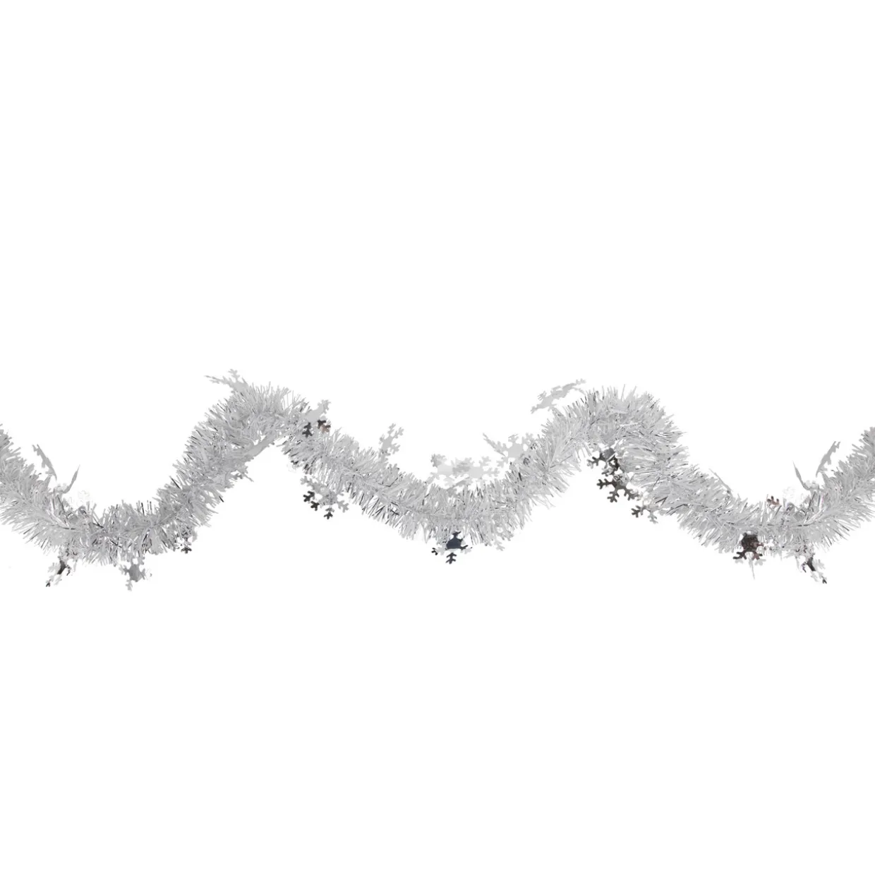 Commercial Christmas Tinsel Snowflake Garland - 50' x 2" - White and Silver - Unlit