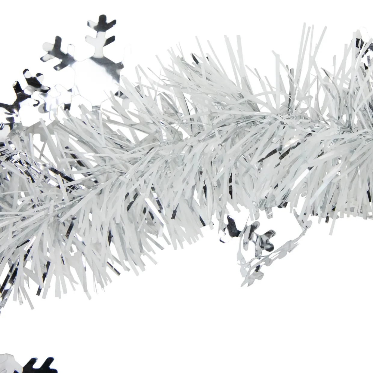 Commercial Christmas Tinsel Snowflake Garland - 50' x 2" - White and Silver - Unlit