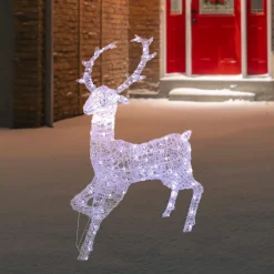 Commercial Grade Acrylic Reindeer Outdoor Christmas Decoration - 46.5" - Pure White LED