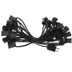Commercial Grade C9 Christmas Light Socket Set - 25' - Black Wire