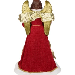 Commercial Size Angel Christmas Tree Topper with Wreath - 3' - Red and Green - Unlit