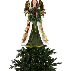 Commercial Size Angel Christmas Tree Topper with Wreath - 3' - Red and Green - Unlit