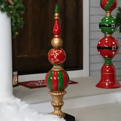Commercial Size Ball Finial Christmas Decoration 48" - Gold and Red