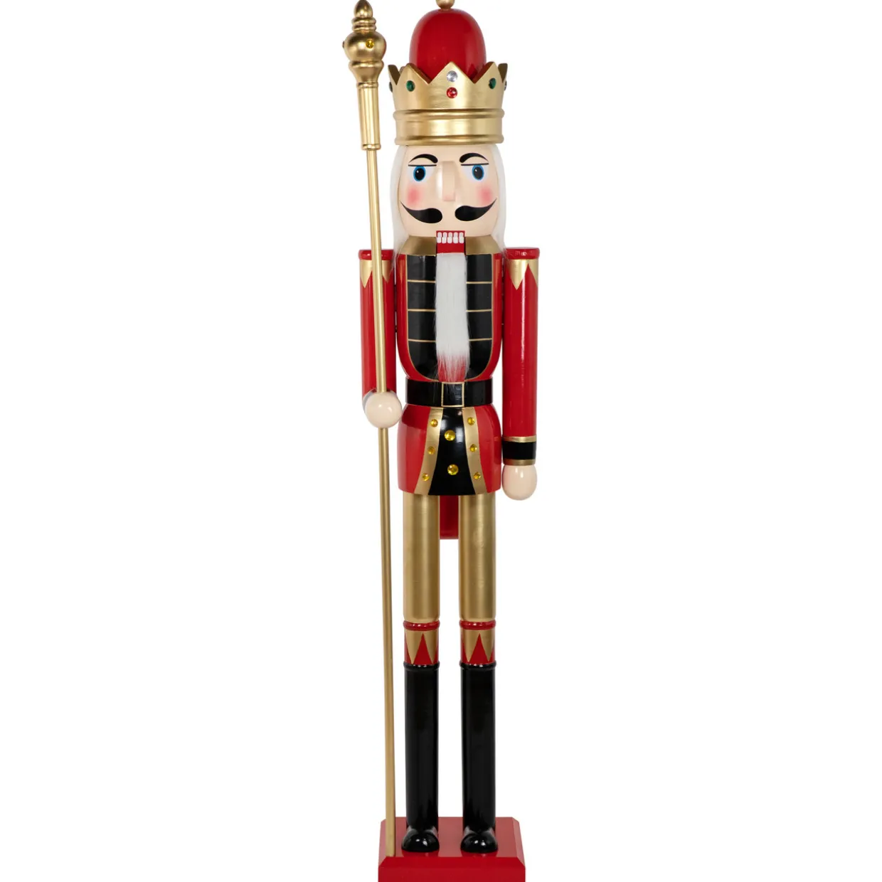 Commercial Size Christmas Nutcracker King with Scepter - 6' - Red, Black and Gold