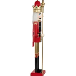 Commercial Size Christmas Nutcracker King with Scepter - 6' - Red, Black and Gold