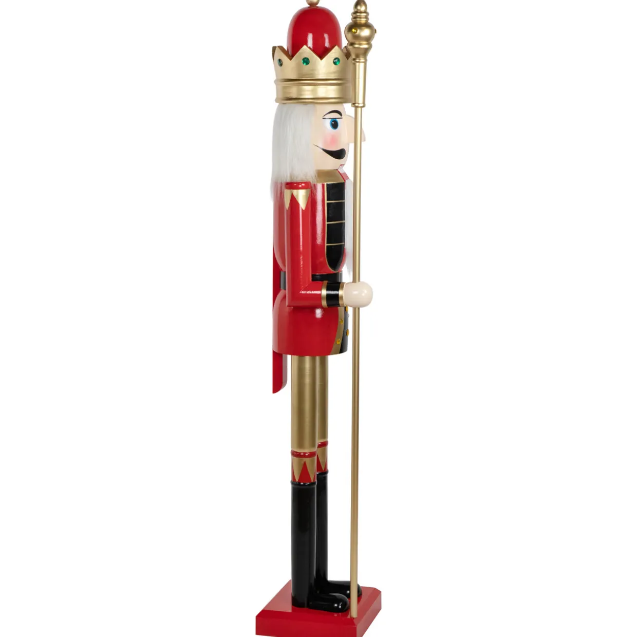 Commercial Size Christmas Nutcracker King with Scepter - 6' - Red, Black and Gold