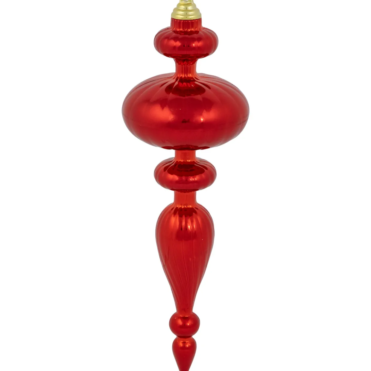Commercial Size 2-Finish Christmas Finial Shatterproof Ornaments - Red -12" - 4ct