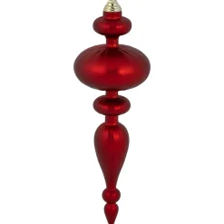 Commercial Size 2-Finish Christmas Finial Shatterproof Ornaments - Red -12