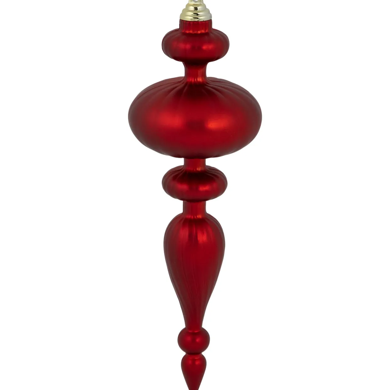 Commercial Size 2-Finish Christmas Finial Shatterproof Ornaments - Red -12" - 4ct