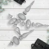Commercial Size 2-Finish Christmas Finial Shatterproof Ornaments - Silver -12" - 4ct