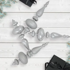 Commercial Size 2-Finish Christmas Finial Shatterproof Ornaments - Silver -12" - 4ct