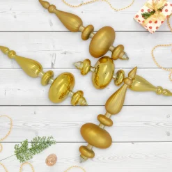 Commercial Size 2-Finish Christmas Finial Shatterproof Ornaments - Gold -12" - 4ct