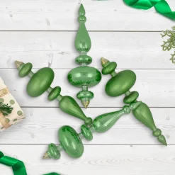 Commercial Size 2-Finish Christmas Finial Shatterproof Ornaments - Green -12" - 4ct