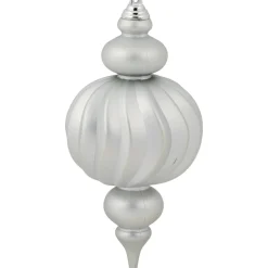 Commercial Size Shatterproof 2-Finish Finial Christmas Ornaments - Silver -10