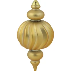Commercial Size Shatterproof 2-Finish Finial Christmas Ornaments - Gold -10